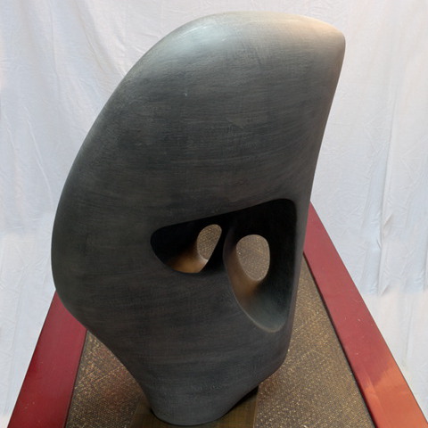 Passeur engobé gris, faïence engobe grise, 1999,  h: 70 L: 45 l: 34